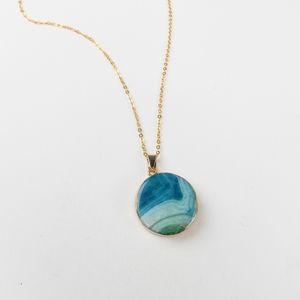 New Ambery Agate Round Necklace